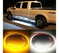 Fuguang [2PC-70inch] IP68 LED Board Running Light Truck Side Marker Flexible Step Strip Lights White & Amber Turn Signal Combo Kit (IP68)