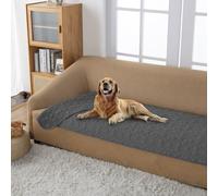 fuguitex Waterproof Dog Bed Cover Dog Blanket for Pet Furniture Bed Couch Sofa Reversible Linen Texture(30"*70",Dark Grey+ Dark Grey)
