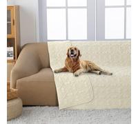 fuguitex Waterproof Dog Bed Cover Dog Blanket for Pet Furniture Bed Couch Sofa Reversible Linen Texture(52"*82",Cream+ Cream)