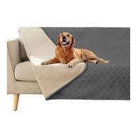 fuguitex Waterproof Dog Blanket Bed Cover Dog Crystal Velvet Moroccan Fuzzy Cozy Plush Pet Blanket Throw Blanket for Couch Sofa(40 * 60 inch, Dark Grey+Beige)