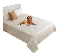 fuguitex Waterproof Dog Blanket Bed Cover Dog Crystal Velvet Moroccan Fuzzy Cozy Plush Pet Blanket Throw Blanket for Couch Sofa(82 * 82 inch, Cream+Beige)