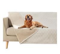 fuguitex Waterproof Dog Blanket Bed Cover Dog Crystal Velvet Moroccan Fuzzy Cozy Plush Pet Blanket Throw Blanket for Couch Sofa(68 * 82 inch, Cream+Beige)