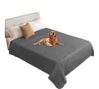 fuguitex Waterproof Dog Blanket Bed Cover Dog Crystal Velvet Moroccan Fuzzy Cozy Plush Pet Blanket Throw Blanket for Couch Sofa(82 * 82 inch, Dark Grey+Grey)