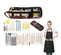 Fugytven 51PCS Pottery Tools Kit with Apron - All-in-One Clay Sculpting Tools Set for Clay Modelling, Air Dry Clay Tools & Clay Tools Sculpting Supplies for Beginners, Adults & Kids DIY Handcrafts