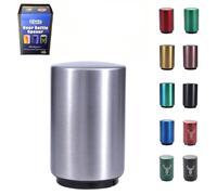 FUGYTVEN Push Down Bottle Opener | Automatic 304 Steel | One-Handed & No Damage | Beer/Soda Cap Remover & Magnet Catcher | Ultimate Gift for Men, Dad, Beer Lovers (Silvery)