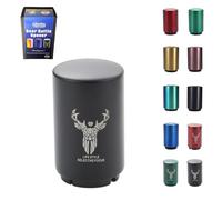 FUGYTVEN Push Down Bottle Opener | Automatic 304 Steel | One-Handed & No Damage | Beer/Soda Cap Remover & Magnet Catcher | Ultimate Gift for Men, Dad, Beer Lovers (Black Deer)