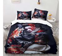 FUHAOLI Bedding Set 135×200cm Japanese sakura koi 3D print Pattern single size with 2×50 * 75cm Pillowcase 3 Pcs with zippe for Children teen Soft Lightweigh comforter set#E