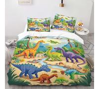 FUHAOLI Bedding Set 135×200cm Tropical Jungle Dinosaur 3D print Pattern single size with 2×50 * 75cm Pillowcase 3 Pcs with zippe for Children teen Soft Lightweigh comforter set#J