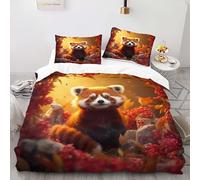 FUHAOLI Bedding Set 135×200cm White-faced red panda 3D print Pattern single size with 2×50 * 75cm Pillowcase 3 Pcs with zippe for Children teen Soft Lightweigh comforter set#E