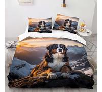 FUHAOLI Bedding Set 260×220cm Bernese Mountain Dog 3D print Pattern Super King size with 2×50 * 75cm Pillowcase 3 Pcs with zippe for Children teen Soft Lightweigh comforter set#B