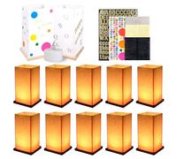FuHigh 10Pack Wooden Floating Paper Lanterns with LED Candle Lights,DIY Letters Tangled Lanterns Decorative Outdoor Candle Lantern for Wedding,Pool,Birthday Party,Whishing