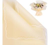 FUHITIM 20 Sheets Light Yellow Floral Flower Wrapping Paper - Waterproof, 22.8x22.8 inches, Perfect for Wedding, Birthday, Gift Packaging