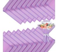 FUHITIM 20 Sheets Transparent Lilac Purple Floral Wrapping Paper - Waterproof, Glossy, 22.8x22.8 Inches, Perfect for DIY Crafts, Florist Supplies, Wedding, Birthday, Gift Packaging