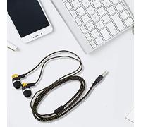 Fuhjythy 1.1M Reflective Fiber Cloth Line Noise Isolating Stereo In-ear Earphone Earbuds Headphones with 3.5 MM Jack Standard Golden