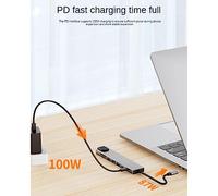 Fuhjythy 1 Piece USB C Hub Type C to 4K -Compatible Adapter with Ethernet RJ45 SD/TF USB Hub