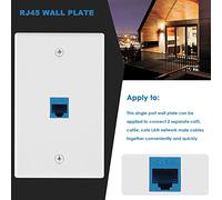 Fuhjythy 10 Pieces Ethernet Wall Outlet Plate Cat6 RJ45 Wall Plate Jack Female to Female Ethernet Inline Coupler Plates Ethernet