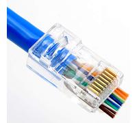 Fuhjythy 100Pcs RJ45 Connector 6U Gold Plated Pass Through Ethernet Cables Module Plug Network RJ-45 Crystal Heads Cat5 Cat5E