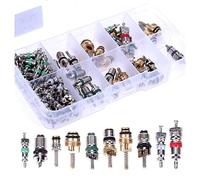 Fuhjythy 104Pcs Car Air Conditioner Valve Cores Assortment A/C AC Shrader Valve Core & Tool R134 R12 HVAC Valves Kit Parts Accessories