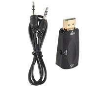 Fuhjythy 1080P Male to VGA Female Adapter Video Converter 3.5mm Audio Output Cable Hot black