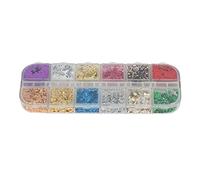 Fuhjythy 12 Grid Nail Sequins Paillette Aluminum Irregular Flakes Gold Silver Pigment Nail Art Decoration Mirror Glitter Foil Paper Cby