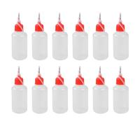 Fuhjythy 12 Pcs Needle Tip Glue Bottle Set Kit 30 ML Plastic Dropper Bottles Kit for Small Gluing Projects, Paper Quilling DIY Craft