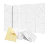 Fuhjythy 12Pack Acoustic Panels with Self-Adhesive, 12x12x0.4Inch Sound Proof Foam Panels, Sound Absorbing Tile for Walls White