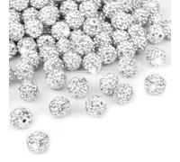 Fuhjythy 150 Pcs 10mm Rhinestone Beads for Jewelry Making, Sparkle Clay Rhinestone Beads for Bracelet Necklace Earring Making Easy Install