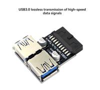 Fuhjythy 19Pin to Dual USB3.0/3.1 Adapter 19P/20P to Dual Type-A Female Front Connector Converter USB 3.0 Adapter Plug-in Plug