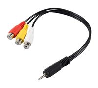Fuhjythy 2.5mm Mini AV Male to 3RCA Female M/F Audio Video Cable Stereo Jack Adapter Cord