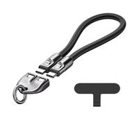 Fuhjythy 2 in 1 240W Pd3.1 Data Cable Portable Phone Lanyard Type C to Type C Fast Charging Cord,Black