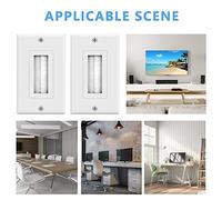 Fuhjythy 2-Pack Brush Wall Plate with Single Gang Low Voltage Mounting Bracket Cable Pass Through Insert for Speaker Wire