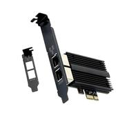 Fuhjythy 2500Mbps Pcie to RJ45 I226-V Network Card 2.5G Gigabit Ethernet Dual Ports 100/1000/2500Mbps Network Card for Desktop Black