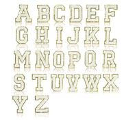 Fuhjythy 26 Piece Self Adhesive Chenille Letter Patches Varsity Letter Patches A-Z Glitter Iron on Alphabet Patches White 5.5cm