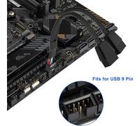 Fuhjythy 2Pcs Computer Motherboard USB 2.0 9 Pin to Dual 9 Pin Extension Cable Y Splitter Audio HD Extension Cable Black