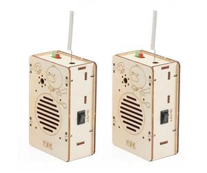 Fuhjythy 2Pcs DIY Wireless Walkie-Talkie Model Science Toys Kids Experimental Tool Kit Learning Education Wooden Puzzle Games