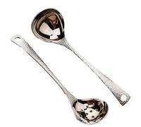 Fuhjythy 2Pcs Soup Ladles Filtering Ladle Soup Colander Strainer Scoop Skimmer Slotted Spoon Long Handle Stainless Steel Easy to Use Silver