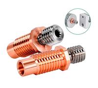 Fuhjythy 2Pcs Upgrade 3D Printer High Temperature M6 Titanium Alloy Bimetallic Throat for V6 HOTEND