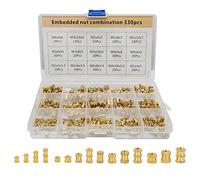 Fuhjythy 330 Pcs Brass Threaded Insert Nuts M2 M3 M5 Female Thread Knurled Nut Inserts Embedment Nut for 3D Printing Part