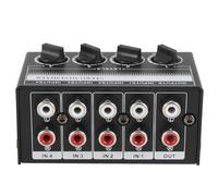 Fuhjythy 4 Channel Stereo Audio Mixer Support Input and Output Mini Passive Stereo Mixer with Separate Volume Controls