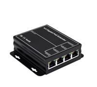 Fuhjythy 4 Port Gigabit POE Extender 100/1000Mbps 90W 1in 4 Out PoE Repeater DIN Rail Network VLAN for 48V POE Camera Wierless AP