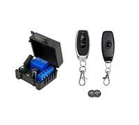 Fuhjythy 433 Mhz Wireless Switch Receiver DC 12V Single Relay Receiver Module with 2 Remote Transmitter