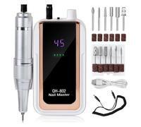 Fuhjythy 45000RPM Rechargeable Nail Drill Machine Electric Nail Drill Sander Low Noise Manicure Machine White