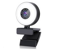 Fuhjythy 4K HD Autofocus Webcam Adjustable Light Computer Camera USB Webcam with Microphone for Laptop Desktop Video Calling