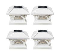 Fuhjythy 4Pcs Solar Lights Outdoor Fence LED Wood Post Pillar Patio Decor, Warm White Lighting (White)