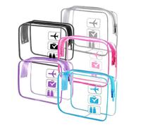 Fuhjythy 5Pack Travel Cosmetic Makeup Bags Wih Zippers for Women Men Vacation Toiletry Bag Carry on Airport Airline Compliant Bag Easy to Use 19.5 X 6.5 X15cm
