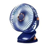 Fuhjythy 6 Inches Clip Fan 1200mAh USB Rechargeable Strong Wind Power Mini Silent Convenient Desktop Office Fan, Blue