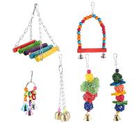 Fuhjythy 6 Pack Bird Swing Toys-Parrot Hammock Bell Toys For,Parakeets, Cockatiels, Conures And Love Birds
