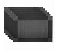 Fuhjythy 6 PCS Dining Table Placemats Non-Slip Heat Insulation Stain Table Mats Washable Easy Clean Placemats (Black)