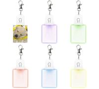 Fuhjythy 6 Pcs Sublimation Blank Keychains Heat Transfer Printing LED Acrylic KeyChains Lighted Keyrings Pendant, Easy to Use Rectangular