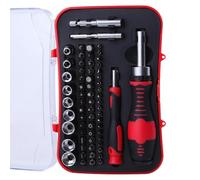 Fuhjythy 65PCS Ratcheting Screwdriver Bits & Socket Set, Multi Screwdriver Tool Screwdriver Bit Set with Ratchet Handles